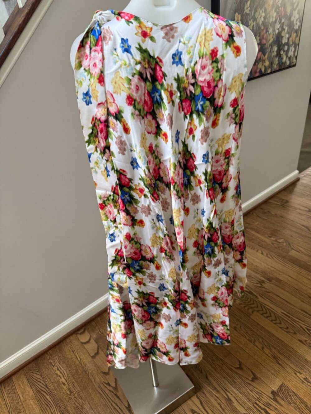 LOEWE Silk Asymmetric Floral Print Midi Dress White Multi Size 36 / 4 / Small - Picture 5 of 6